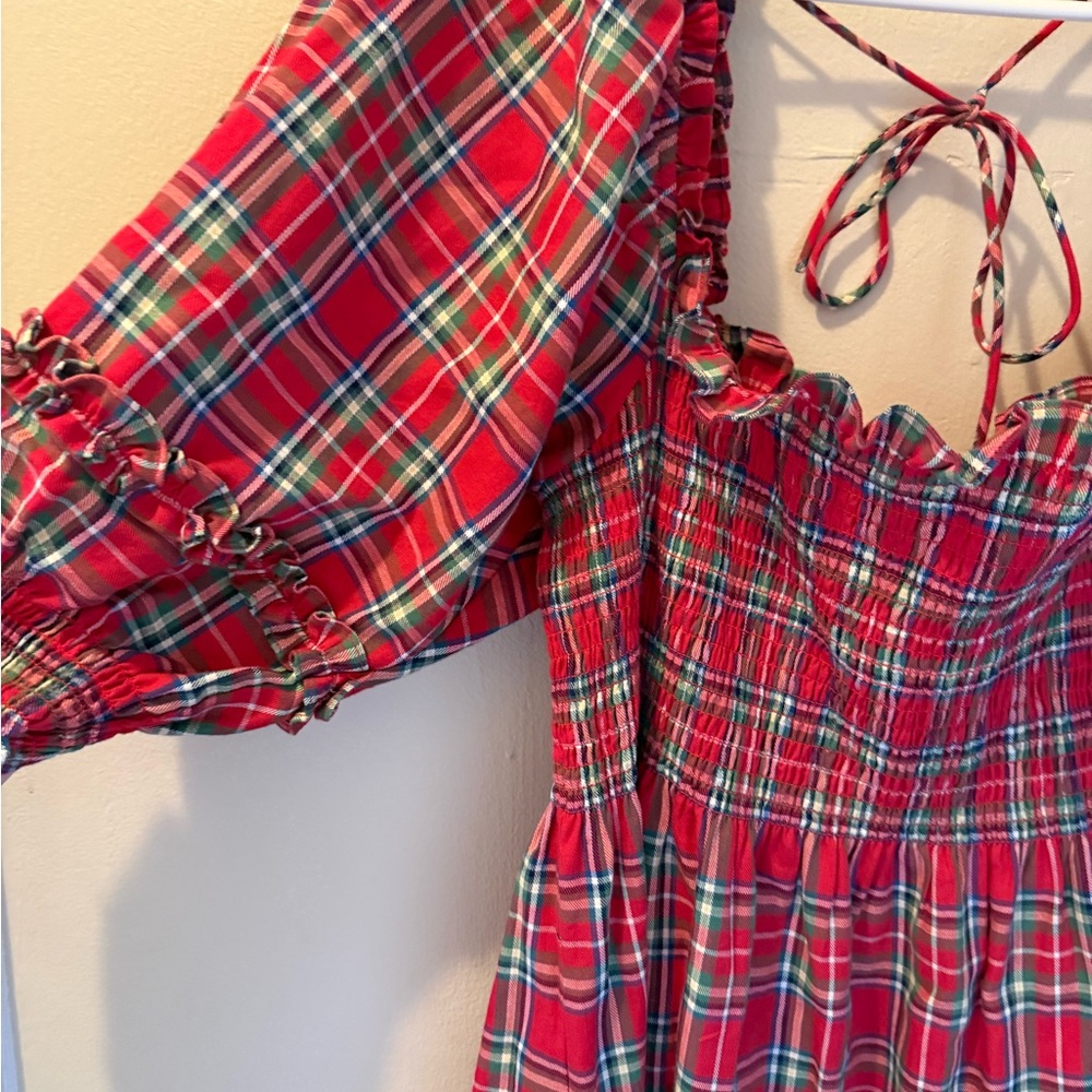 Hill House Nesli Red and Green Tartan Dress - Picture 5 of 5